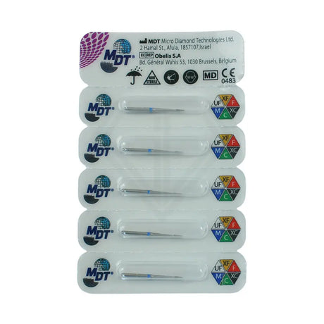 Fg Diamond Flame Needle Short Head 883 Burs - 5Pcs per pack ⌀0.07 mm x 3.0 mm / Medium l Global Burs