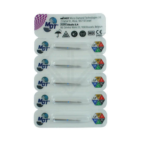 Fg Diamond Flame Needle Short Head 889 Burs - 5Pcs per pack ⌀0.10 mm x 4.0 mm / Medium l Global Burs
