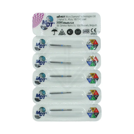 Fg Diamond Flat End Cylinder 835 Burs - 5Pcs per pack ⌀0.12 mm x 4.0 mm / Medium l Global Burs