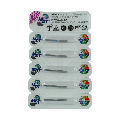 Fg Diamond Flat End Taper 847 Burs - 5Pcs per pack ⌀0.18 mm x 8.0 mm / Medium l Global Burs