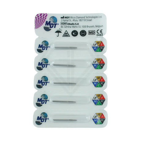 Fg Diamond Round Edge Taper 846Kr Burs - 5Pcs per pack ⌀0.16 mm x 6.0 mm / Medium l Global Burs