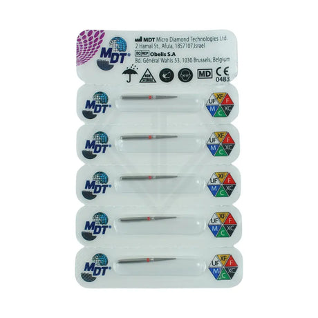 Fg Diamond Round Edge Taper 847Kr Burs - 5Pcs  per pack ⌀0.14 mm x 7.9 mm / Fine l Global Burs